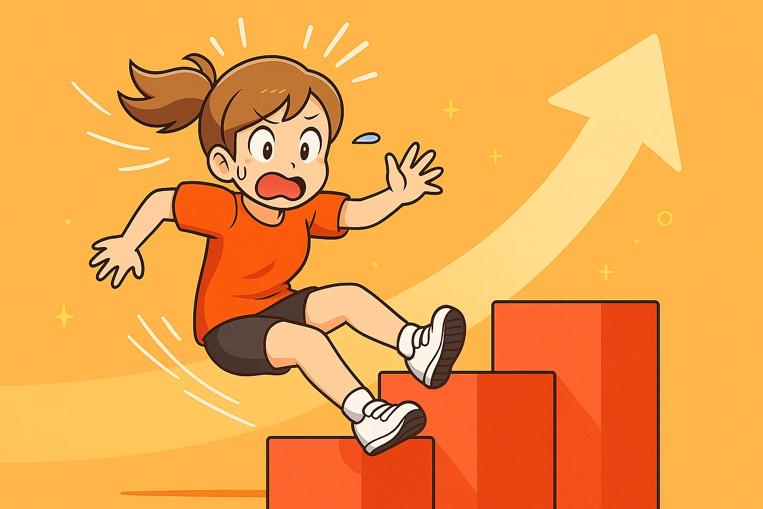 「上達の本質は「ジャンプ」ではなく「階段」」を説明する図解または場面