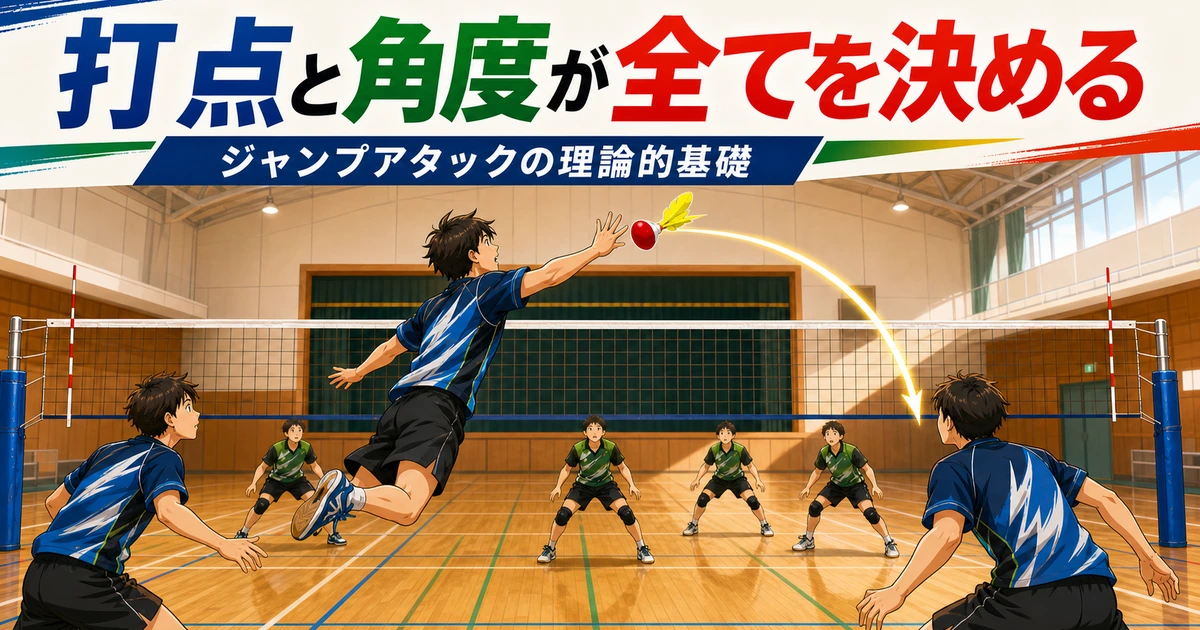 「【攻撃論】打点と角度が全てを決める|ジャンプアタックの理論的基礎」の内容を伝えるアイキャッチ